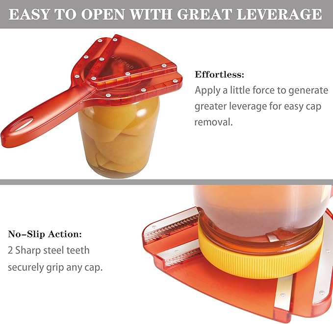 Jar Opener for Weak Hand & Seniors with Arthritis,Easy Twist Off Bottle Caps,Patent | Unique Kitchen Gadgets, Christmas Gifts for Elderly/Women/Men (Red)
