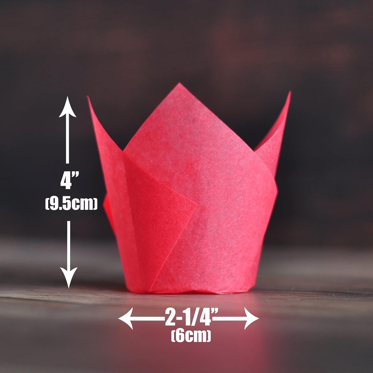 Red colour Large size Tulip Baking Cups 2-1/4"(Base diameter) x 4"(Wall height) Greaseproof paper baking cupcake Muffin liners, Case of 130 pcs