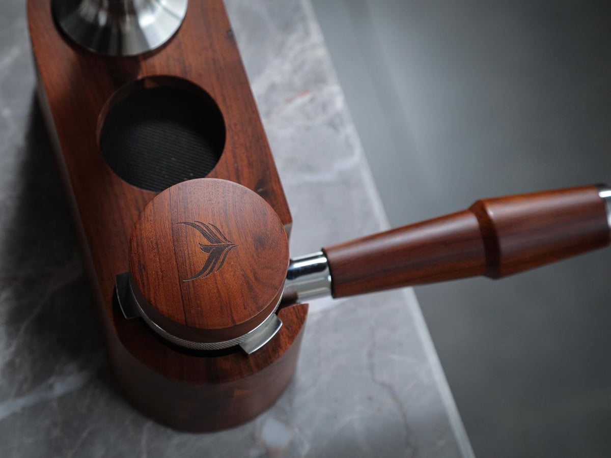Espresso Distribution Tool 58.5mm Wooden Coffee Distributor Adjustable Depth Stainless Steel Espresso Leveler Premium Espresso Machine Accessories For Coffee Bar