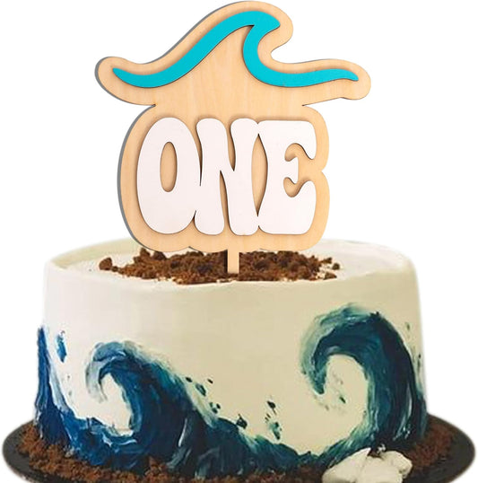 Wave Cake Topper - The Big One Cake Topper, Beach Themed First Birthday Decoration Supplies, Surf Theme 1st Birthday Party Decor for Cake Smash, Photo Props...