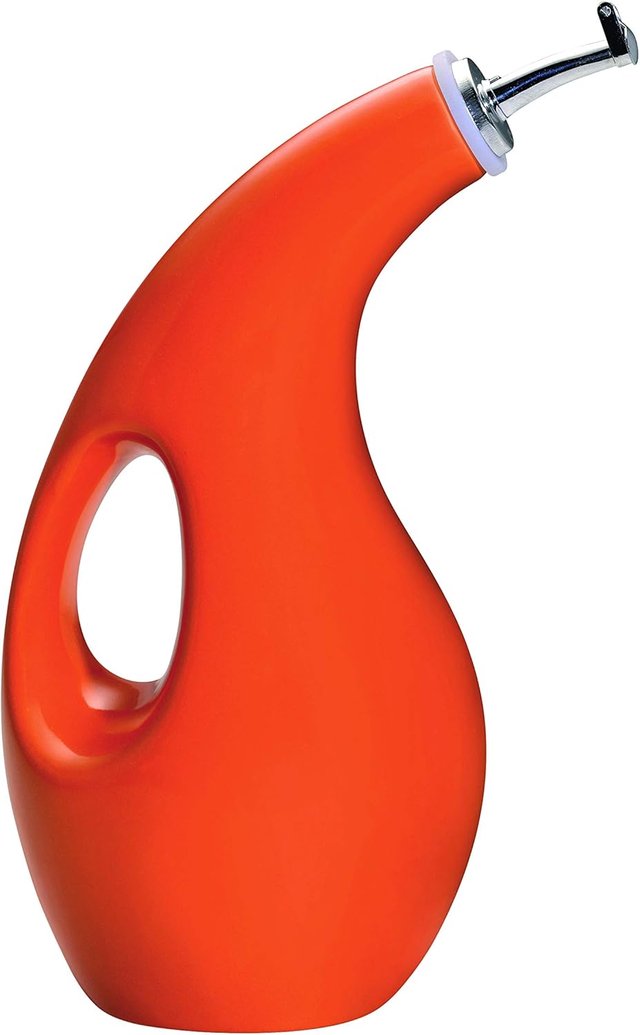 Rachael Ray Solid Glaze Ceramics EVOO Olive Oil Bottle Dispenser with Spout - 1 Piece, Orange