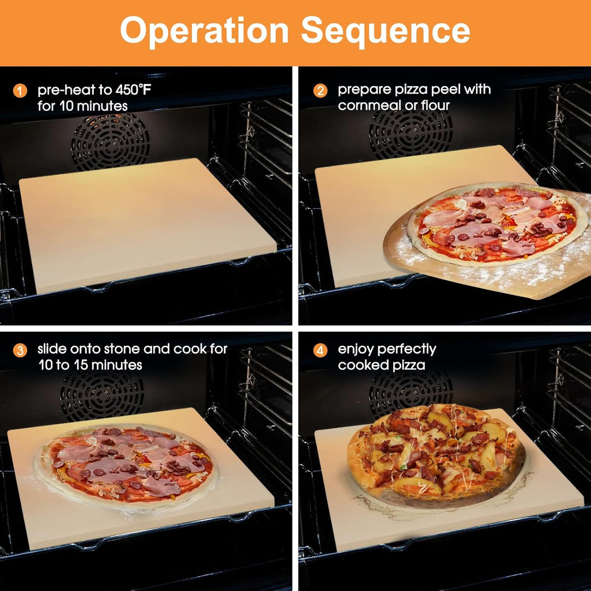 Small 10x10 inch Pizza Stone,for RV Camper Oven,Square baking stone Grill,Can make pizza, bread, pies,BBQ, Durable and Safe, Give away Plastic Scraper