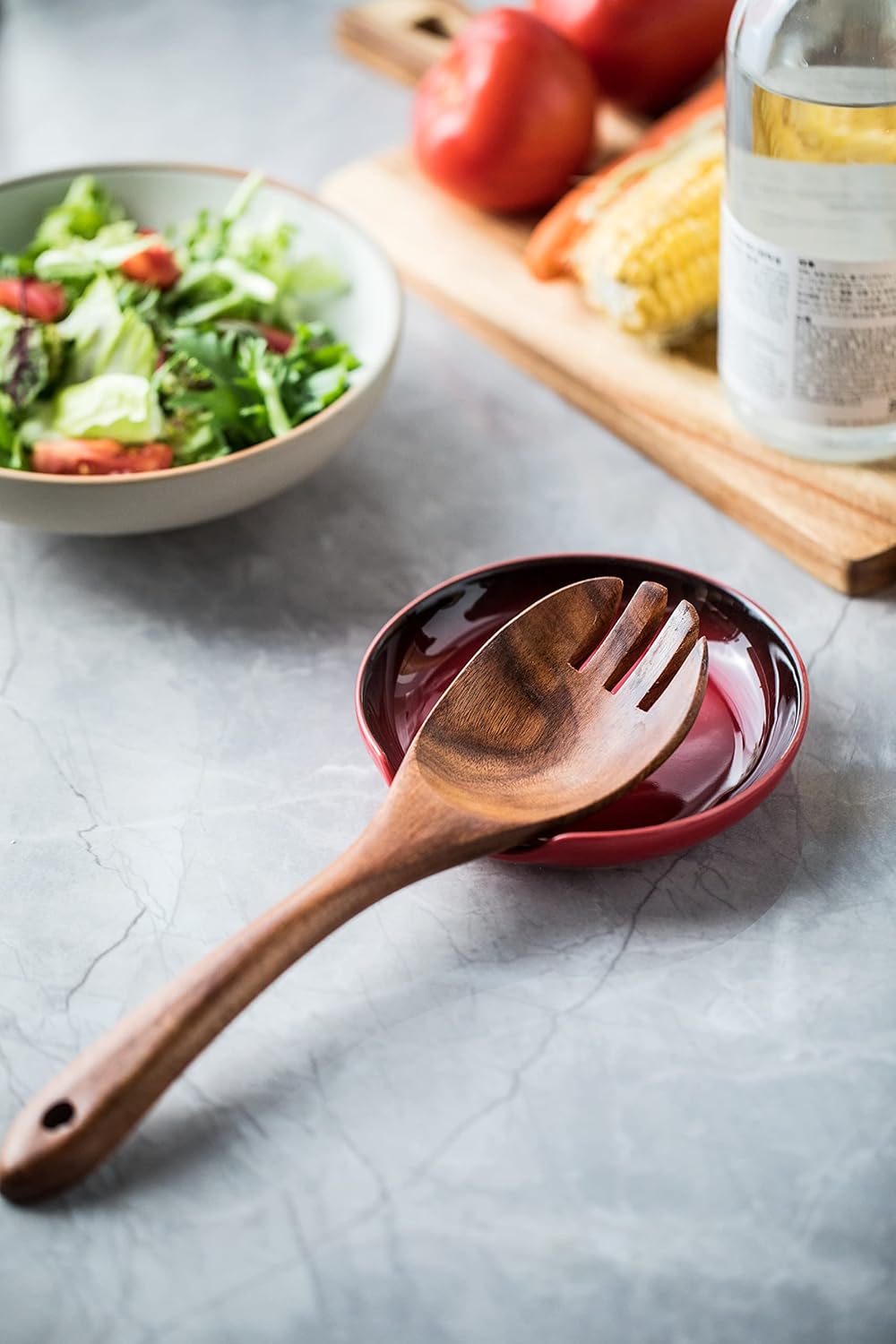 Spoon Rest for Stove Top Spatula Holder for Kitchen Counter Cute Cooking Utensil Rest for Spoons, Ladles, Tongs, Farmhouse Decor for Christmas, Red
