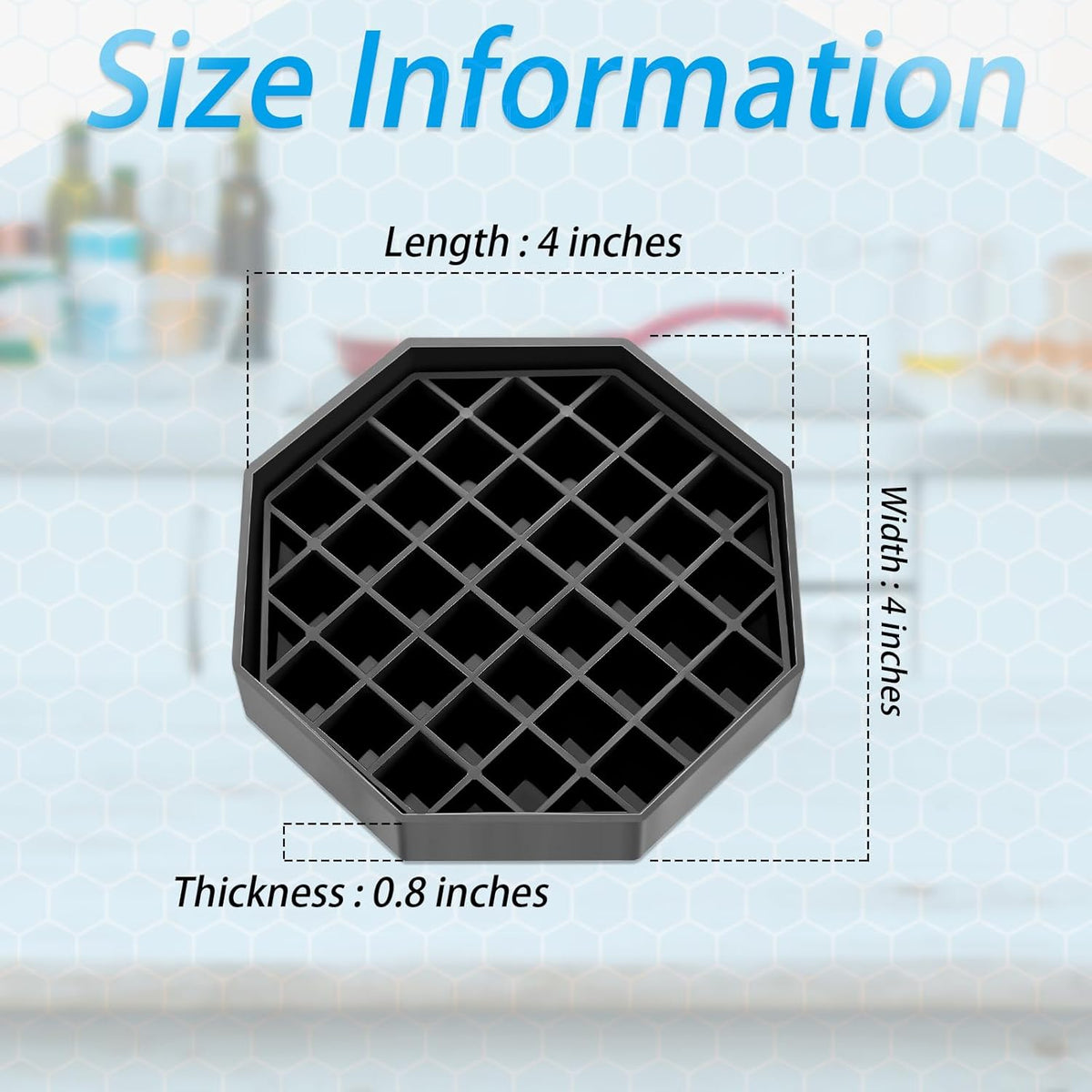 Suclain 4 Pcs 4 Inch Coffee Drip Tray Black Plastic Octagon Coffee Countertop Drip Coaster with Honeycomb Grid for Drink Tea Wine Beverage Dispenser