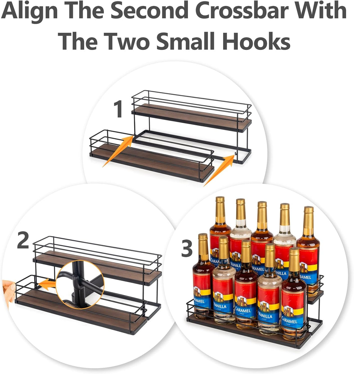 10 Bottle Capacity Coffee Syrup Organizer 2 Tier Coffee Syrup Stand Shelf for Coffee Bar Kitchen Small Wine Rack for Bar Family Storage for Syrup Wine Dressing