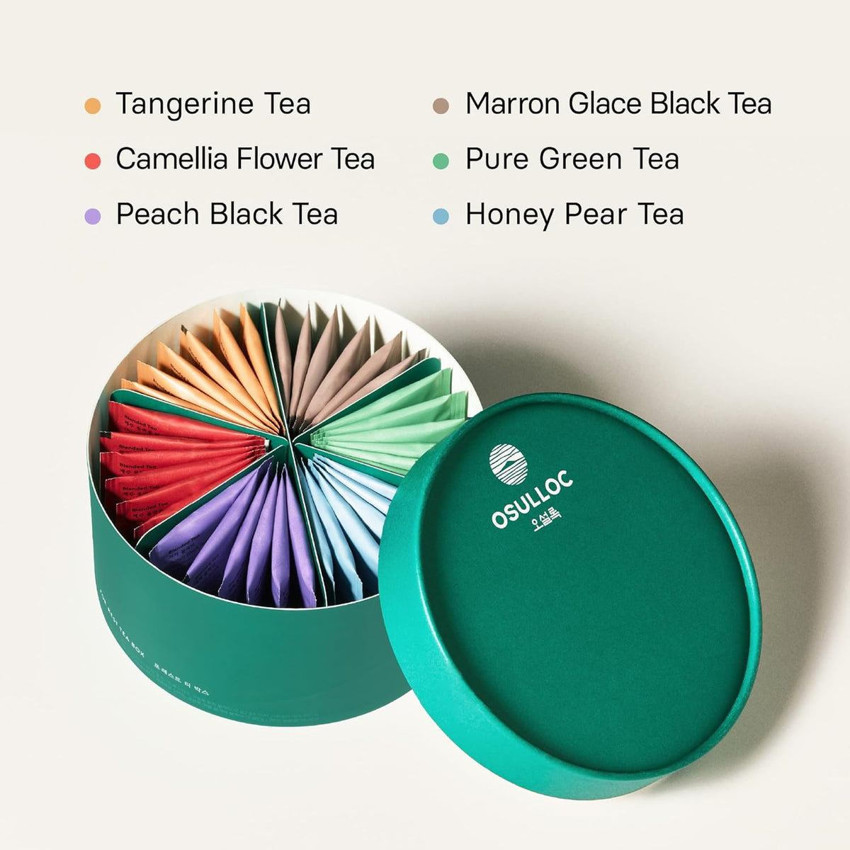 OSULLOC For:rest Tea Box (36 Count, 6 Types x 6ea,) Exquisite & Unique Gift idea For Tea Lover, Variety Gift Box Sampler, 6 Unique Blended tea from Jeju Island