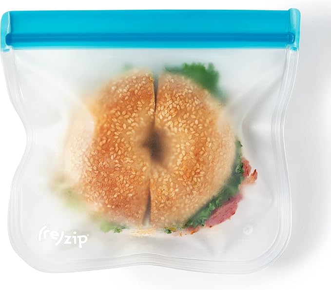 (re) zip 10-Pack Reusable Sandwich Lunch Bags | BPA-Free, Food Grade, Leakproof, Freezer Safe, Dishwasher Safe, Travel Friendly | 3.5 Cup / 28-Ounce | Aqua