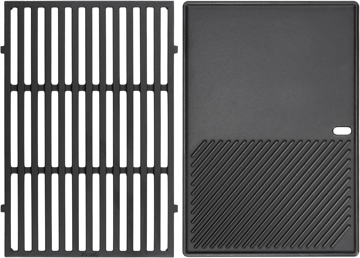 Grill Griddle and Grates for Weber Spirit 300, E-310, GS4 Spirit II 300 Series Grills, Genesis Silver/Gold B & C, Genesis 1000-3500, Reversible Cast Iron 7598 Griddle Plate, 7638 Grill Grate