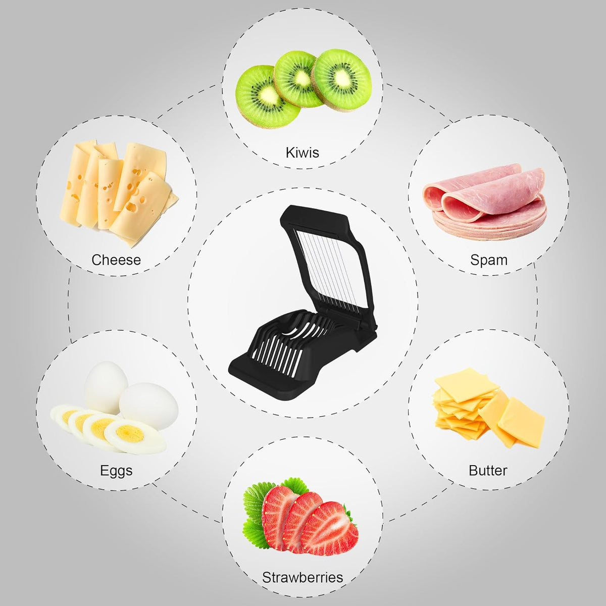 Egg Slicer for Hard Boiled Eggs Egg Cutter Strawberry Slicer (Black)