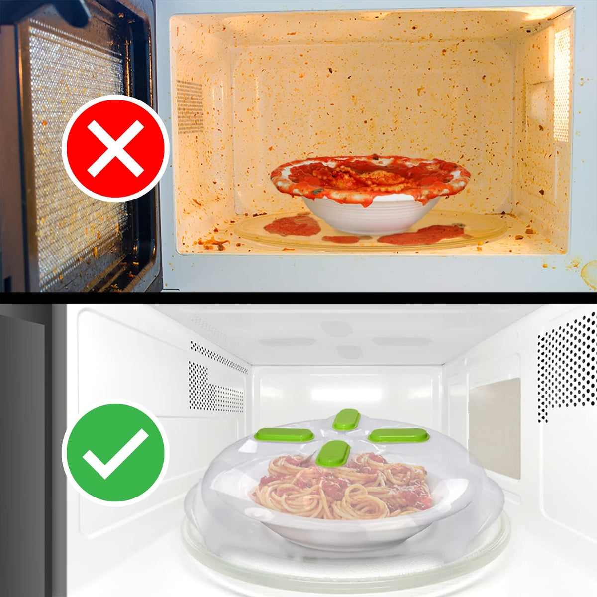 Magnetic Microwave Cover for Food | Clear Microwave Splatter Cover | Microwave Plate Cover with Steam Vents | Food Grade Dish Cover | BPA-Free | Dishwasher Safe | Green