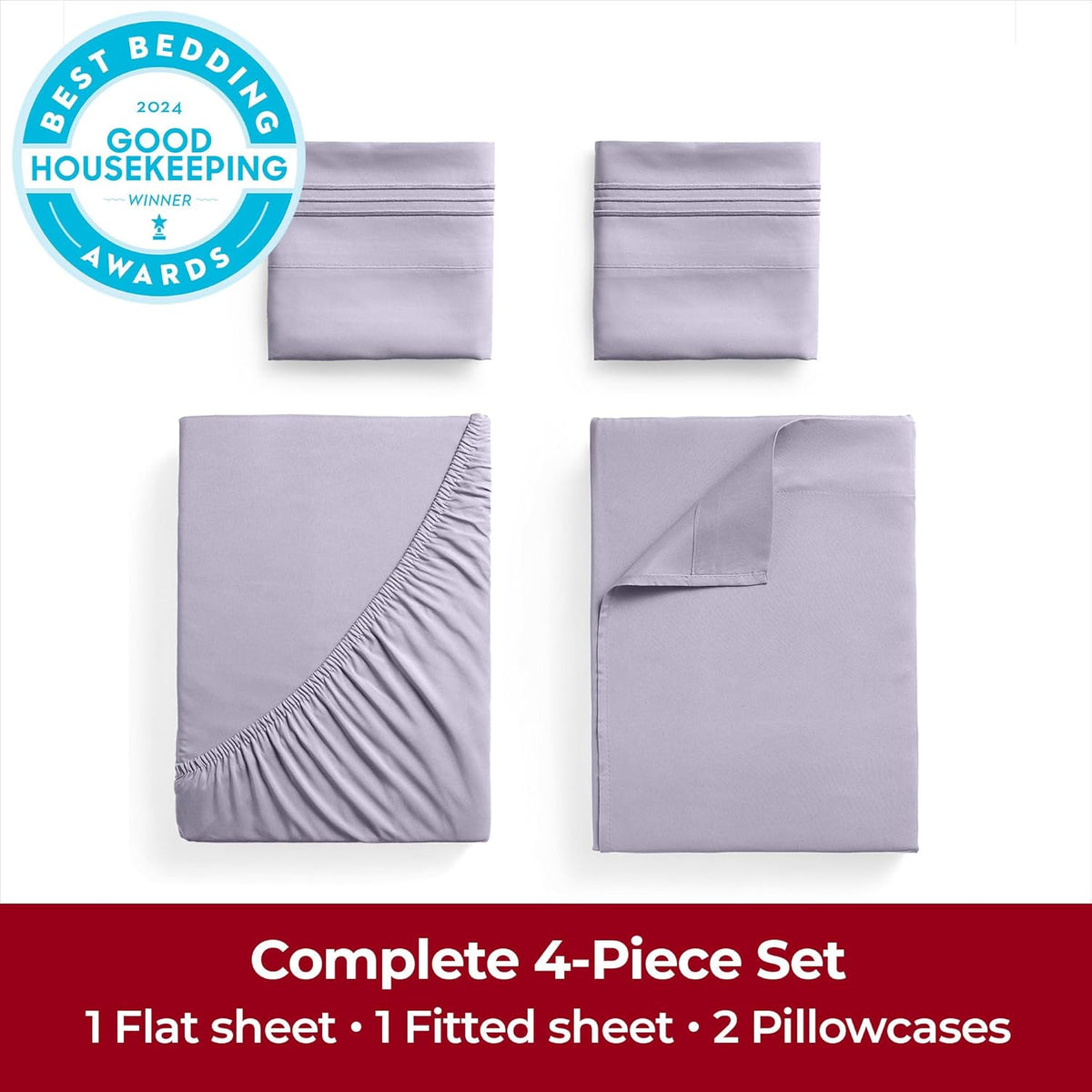 Mellanni Extra Deep Full Sheets - 4 PC Iconic Collection Bedding - Hotel Luxury, Ultra Soft, Cooling Bed Sheets - Wrinkle, Fade, Stain Resistant (Full, Lavender)