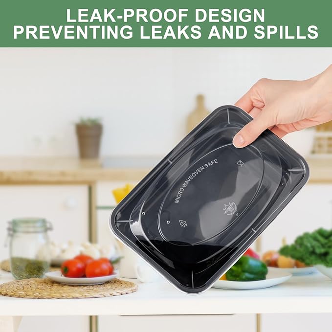 20 Pack (92 Pcs) 38 OZ Disposable Meal Prep Containers Plastic Food Container with Lids for Snack BPA Free, Microwave and Freezer Safe, To Go & Take Out Food Containers with Lids for Microwave Dishes