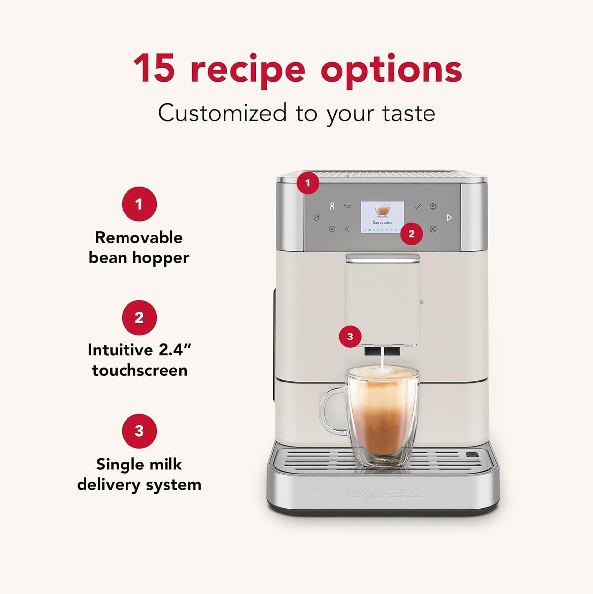 KitchenAid Fully Automatic Espresso Machine KF6, KES8556PL, Porcelain White