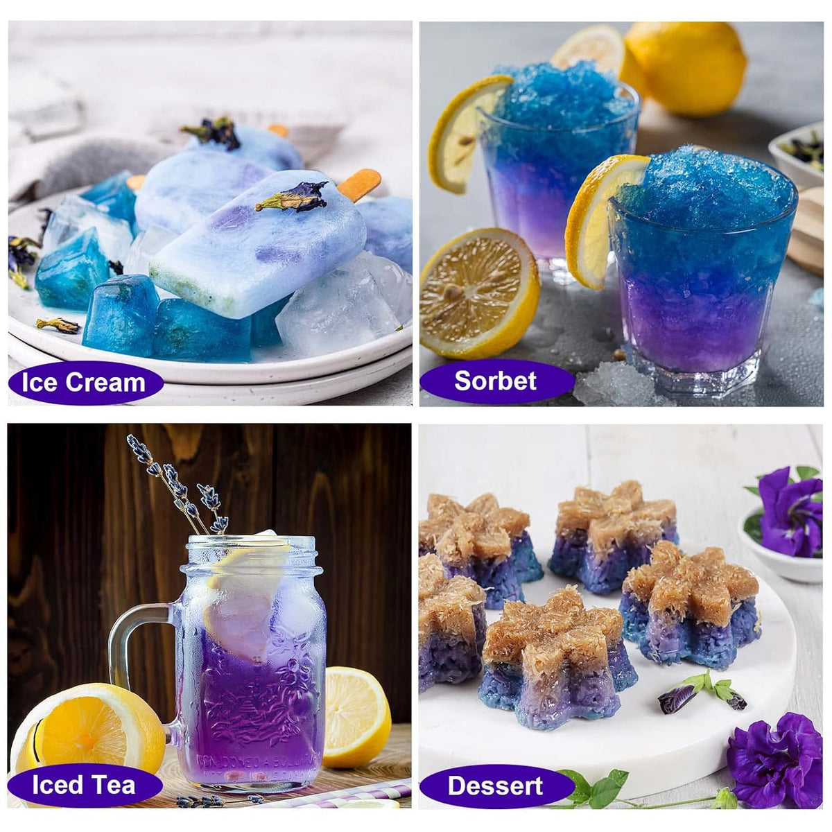 TEARELAE - Butterfly Pea Flower Tea - 50 Count Butterfly Pea Flower Tea Bags - Natural Coloring for Food, Baking, Iced Tea - Caffeine-Free, Non-GMO