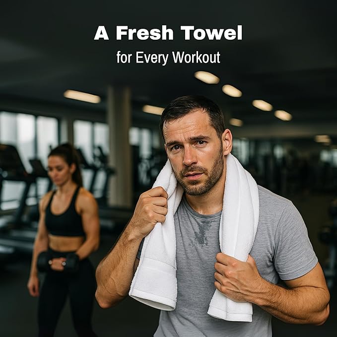JMR 12 Pack Thin 100% Cotton Utility Towels (20x40 White) - Quick-Dry, Lightweight & Economical for Pets, Gym, Cleaning, Kitchen, Travel, Hair, Auto - Practical Multi-Use Space Saver, Bulk Value