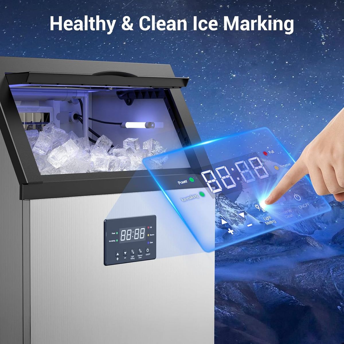Commercial Ice Maker Machine 120LBS/24H Under Counter Ice Maker Stainless Steel Ice Ready in 8-15 min for Home Bars and Restaurants