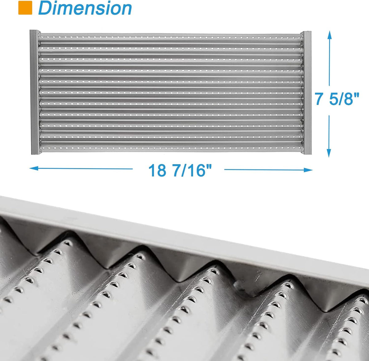 18 7/16" x 7 5/8" Stainless Steel Grill Emitter for Charbroil Tru-Infrared Pre-2015 463271314 463241414 463271313 466241413 463224912 463231711 466247310 for Charbroil Grill Replacement Parts