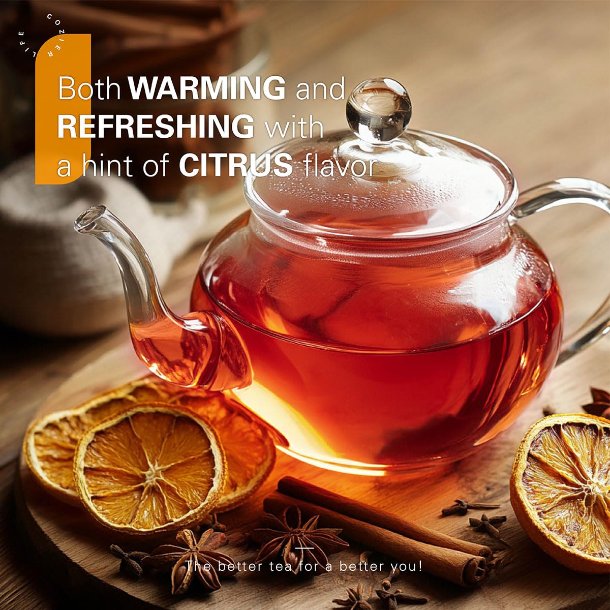 WT WEETEE Orange Spice Herbal Tea Bags, 2.5g x 50 Counts, Sweet Spices Tea Includes Cinnamon, Clove, Orange Peel, Rose Hips, Hibiscus & More, Natural Caffeine-free