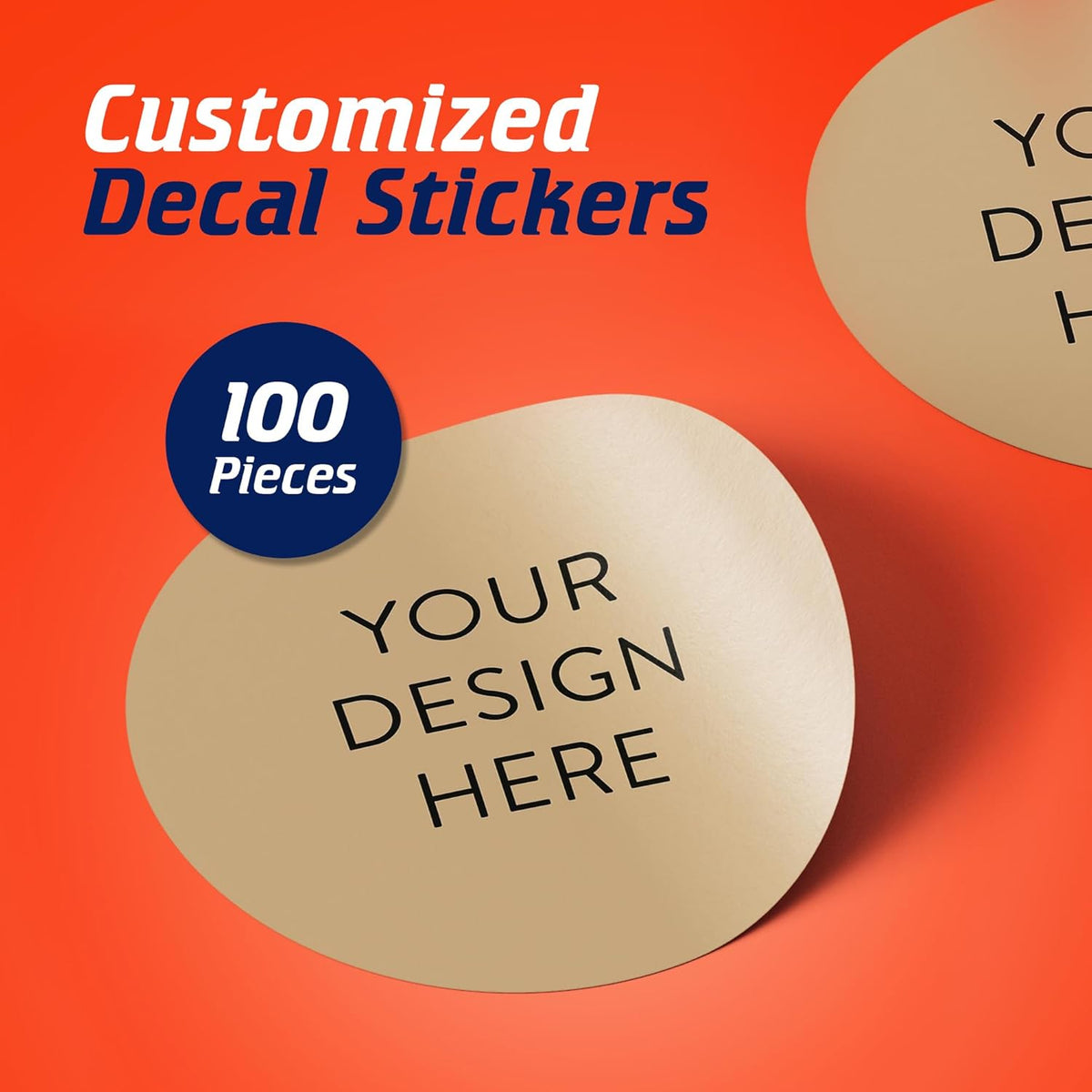 100 Custom Vinyl Stickers - Upload Your own Image, Text, Design, Logo - Personalized Logo Labels for Handmade, Packaging, Bottle, Jars, Candle, Brand Stickers (Brown, 2x2)
