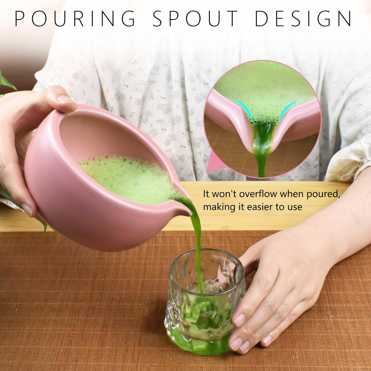 Artcome Complete Matcha Tea Ceremony Kit - Bowl, Whisk, Whisk Holder, Tea Scoop - For Usucha, Koicha, Matcha Latte (Pink)