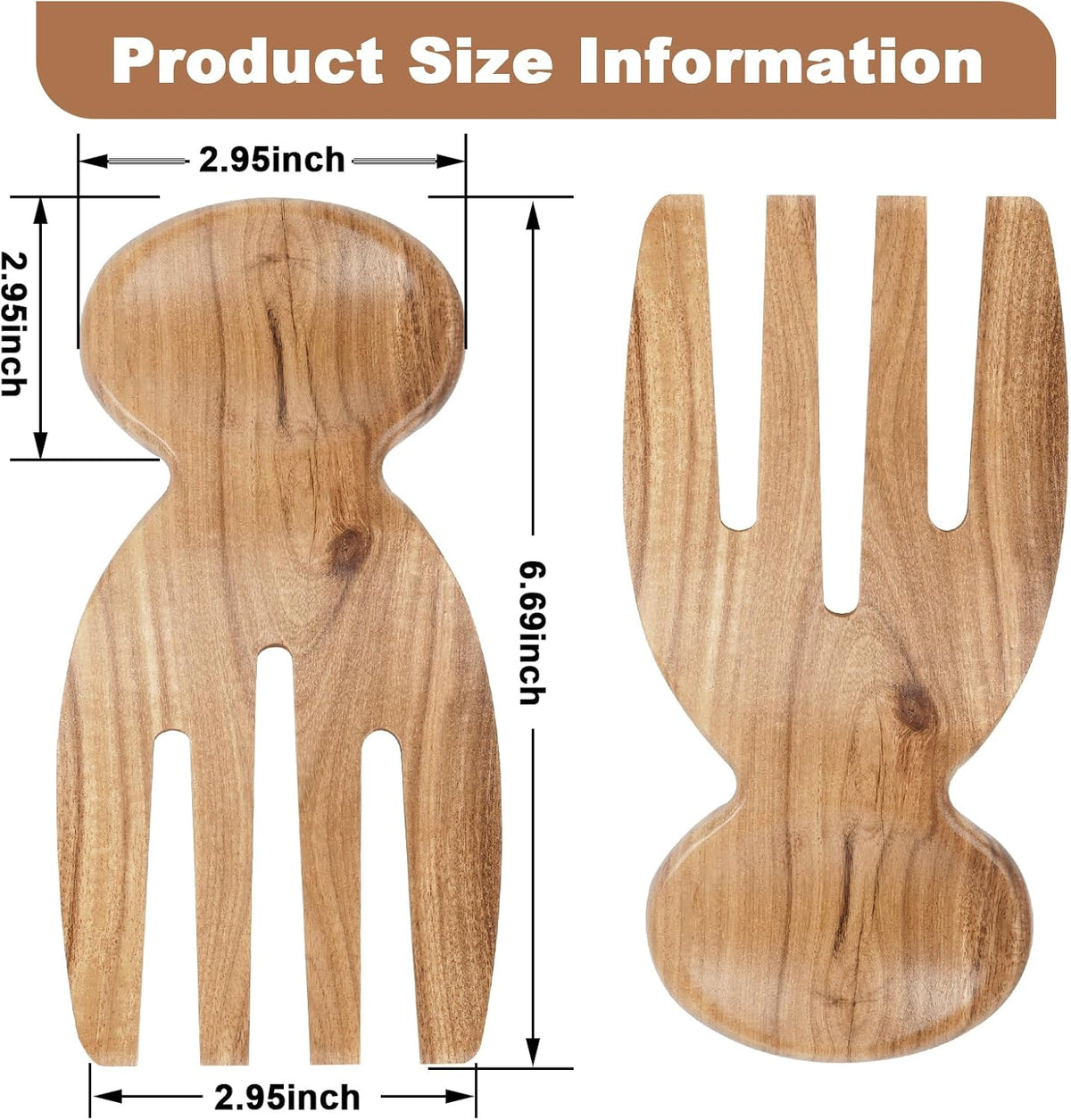 Salad Tongs, Salad Hand, Teak Wood Salad Tongs for Serving, Serving Utensils Set Salad Servers Set Kitchen Cooking Utensil