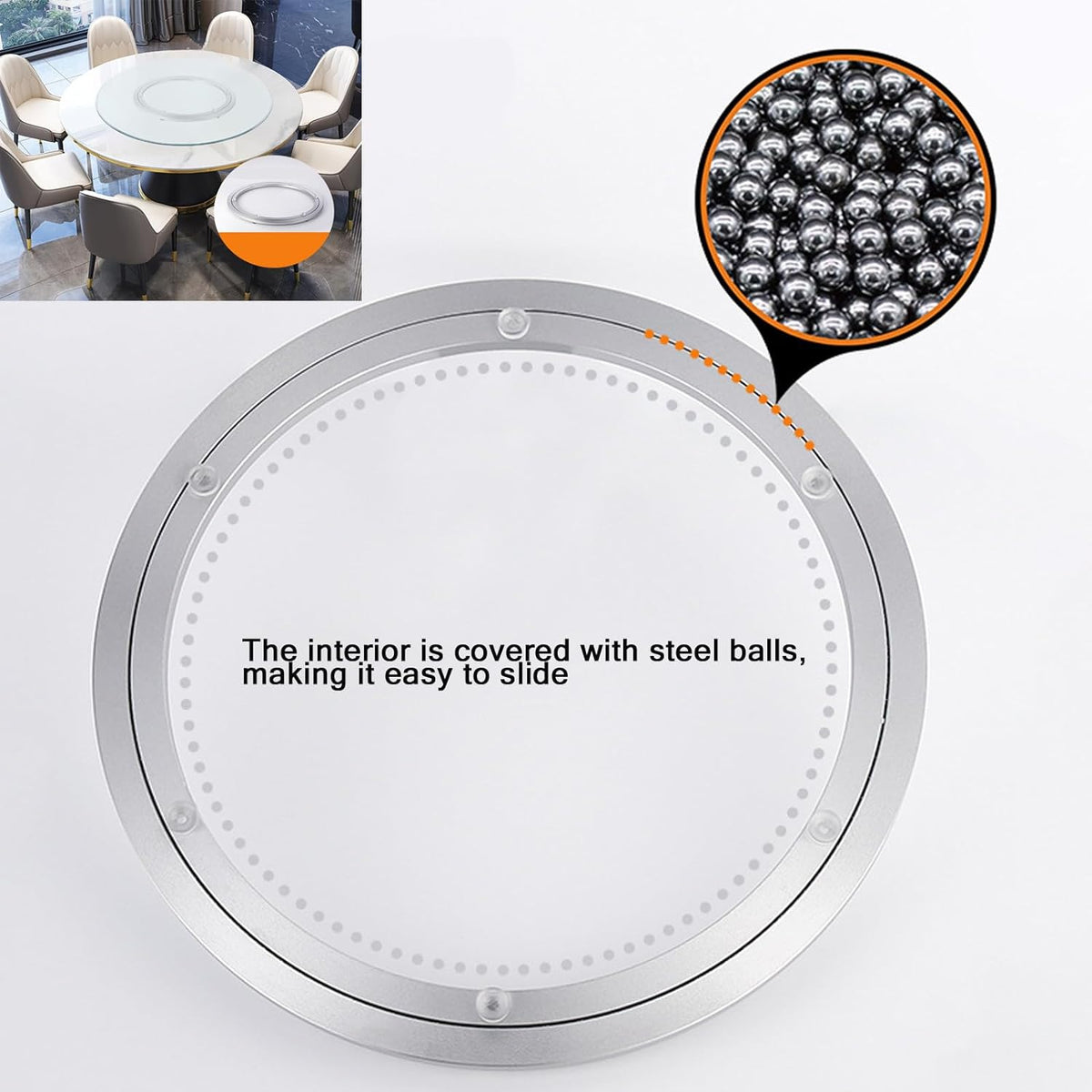 Heavy Duty Lazy Susan Hardware 20 Inchs Aluminum Bearing Metal Rotating Turntable Bearings Swivel Hardware for Dining-Table and Workbench Non-Slip