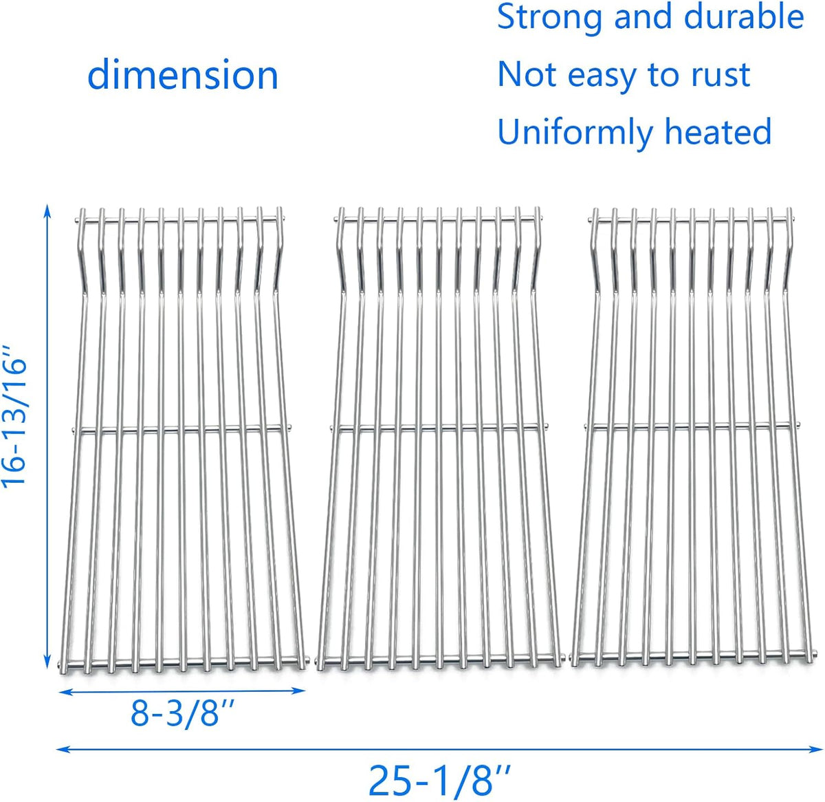S503 Stainless Steel Cooking Grates Replacement Parts for Broilmaster D3 G-3 G-3 EXPL G-3 EXPN G-3 TXPL G-3 TXPN P3 S3 U3 for Thermos 56036T Grids Gas Grill 16-13/16"
