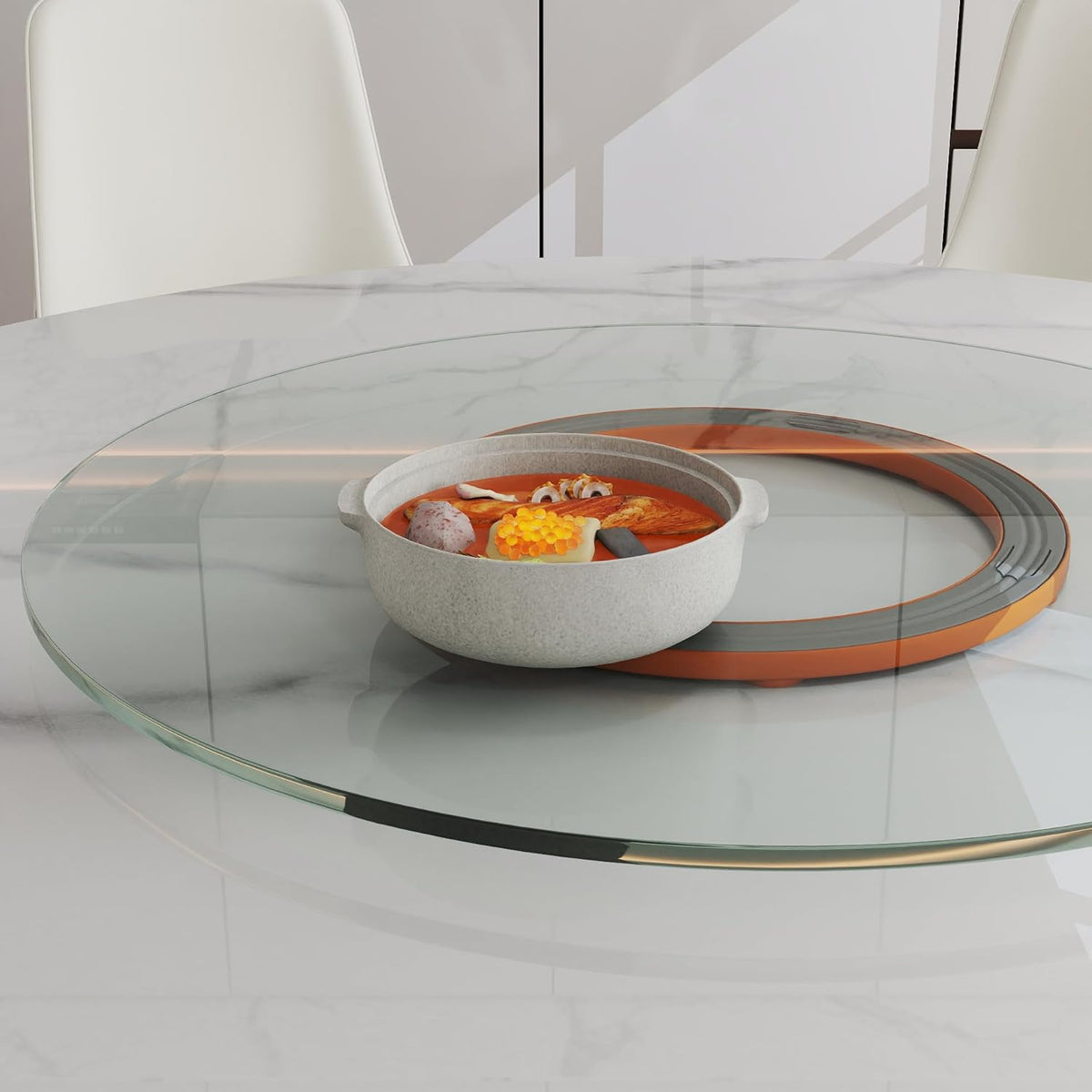 31.5" Lazy Susan for Table Top Tempered Glass Rotating Serving Tray for Dining Table, Kitchen Lazy Susan Organizer Spinning Rotating Food Server Party Centerpieces