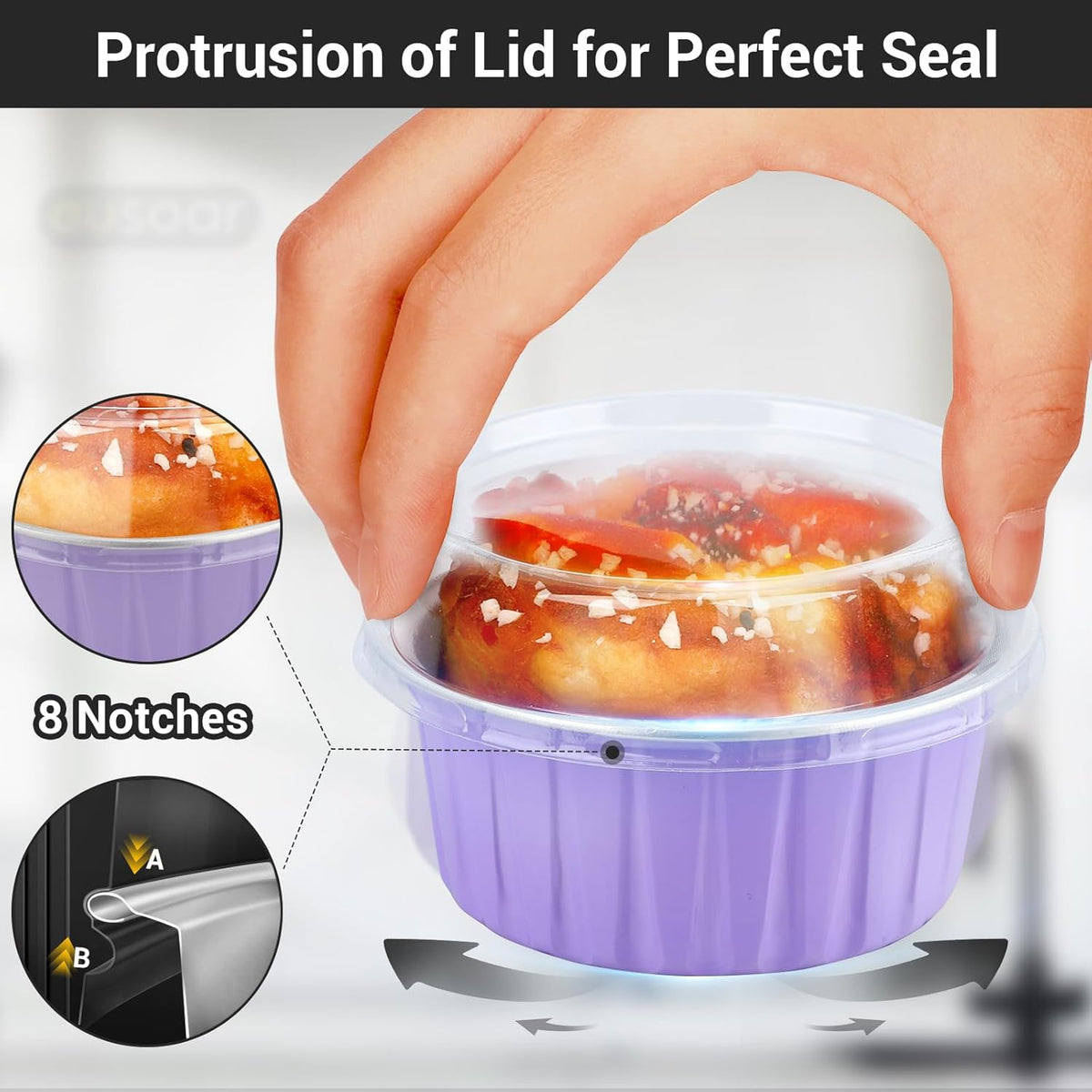EUSOAR Cupcake Liners, 30pcs 5oz Mini Cake Pans Aluminum Foil Baking Cups with Lids, Cheesecake Muffin Cups, Disposable Dessert Containers Tin for Flan Creme Brulee Souffle Custard Pudding