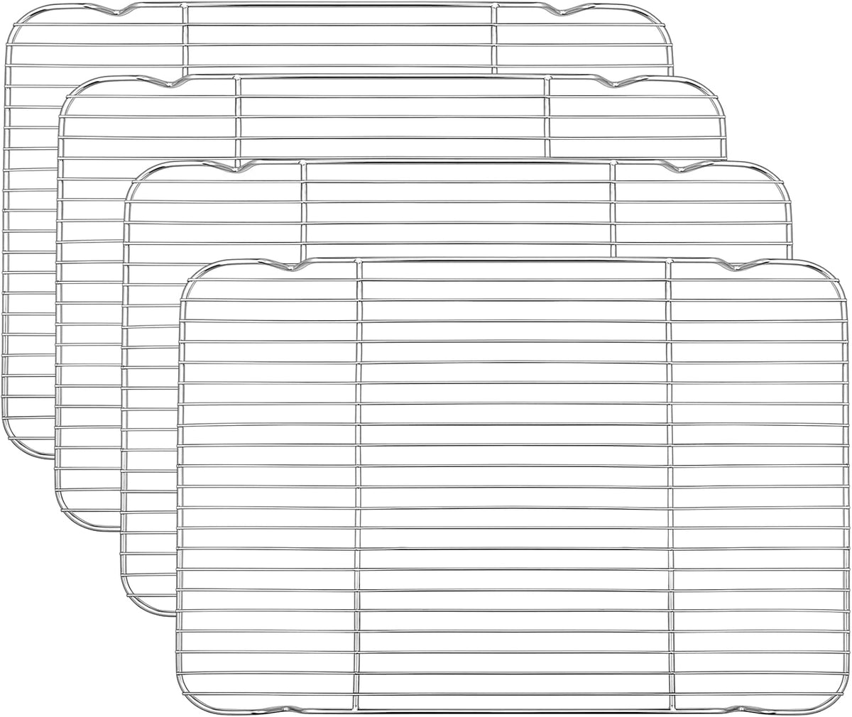 P&P CHEF Baking Cooling Rack Set for Cooking Roasting, 4-Piece Stainless Steel Wire Racks for Oven Use, Healthy & Dishwasher Safe, Rectangle, 16.6 Inch
