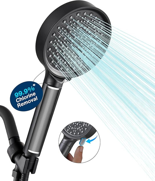 Cobbe Handheld Filtered Shower Head - Filters >99% Chlorine - Advanced 2.0 Carbon System - Water Softening Beads for Hard Water - Relieves Dry, Itchy Skin - Matte Black