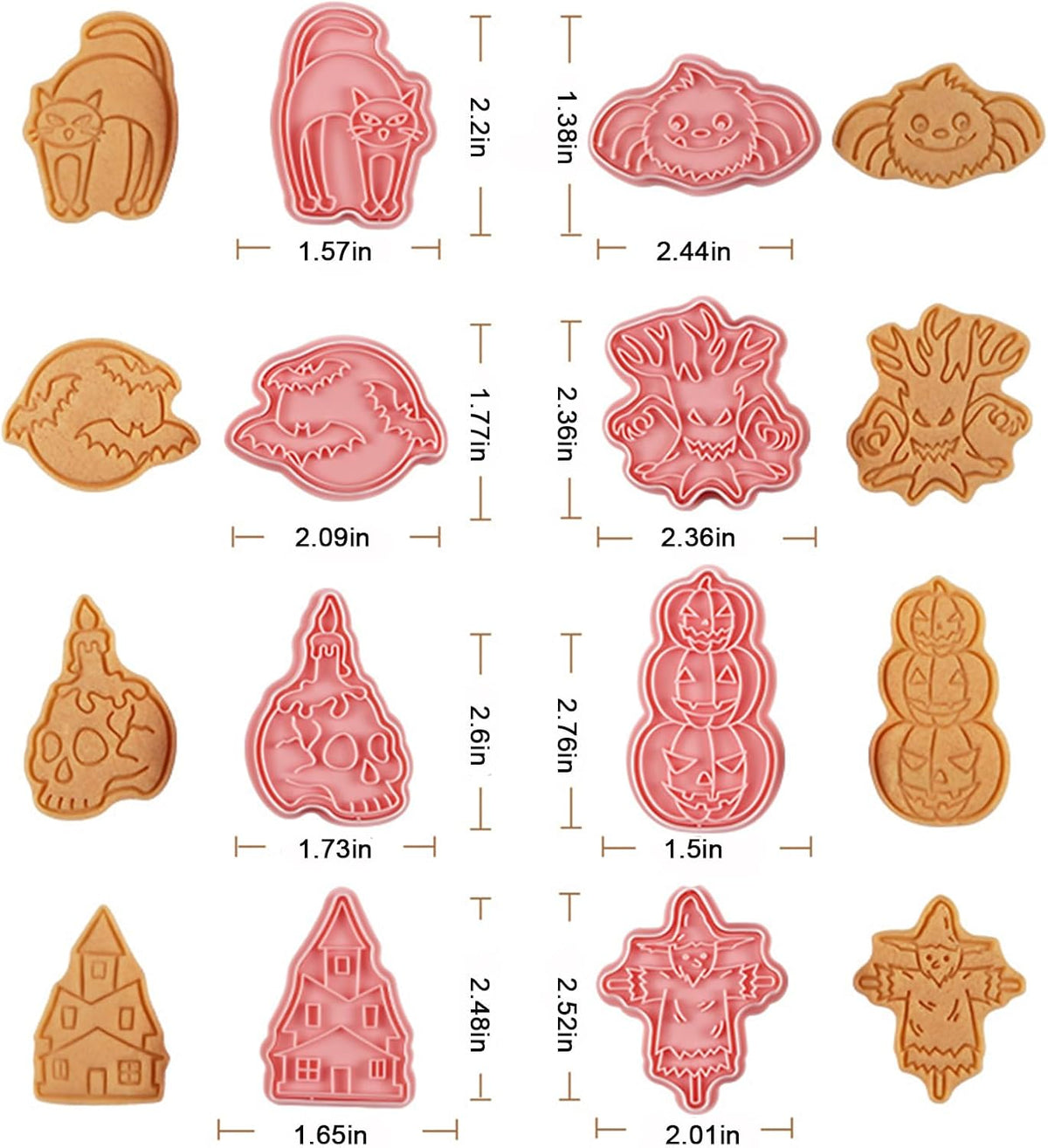 8 Pcs Halloween Cookie Cutters Set Baking Molds 3D Halloween Press type Cookie Cutter for Baking, Fondant, Cheese, and Pastries