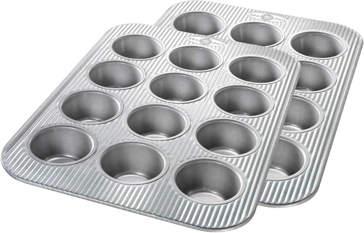 USA Pan Bakeware Muffin Pan, 12-Well, Set of 2, Aluminized Steel