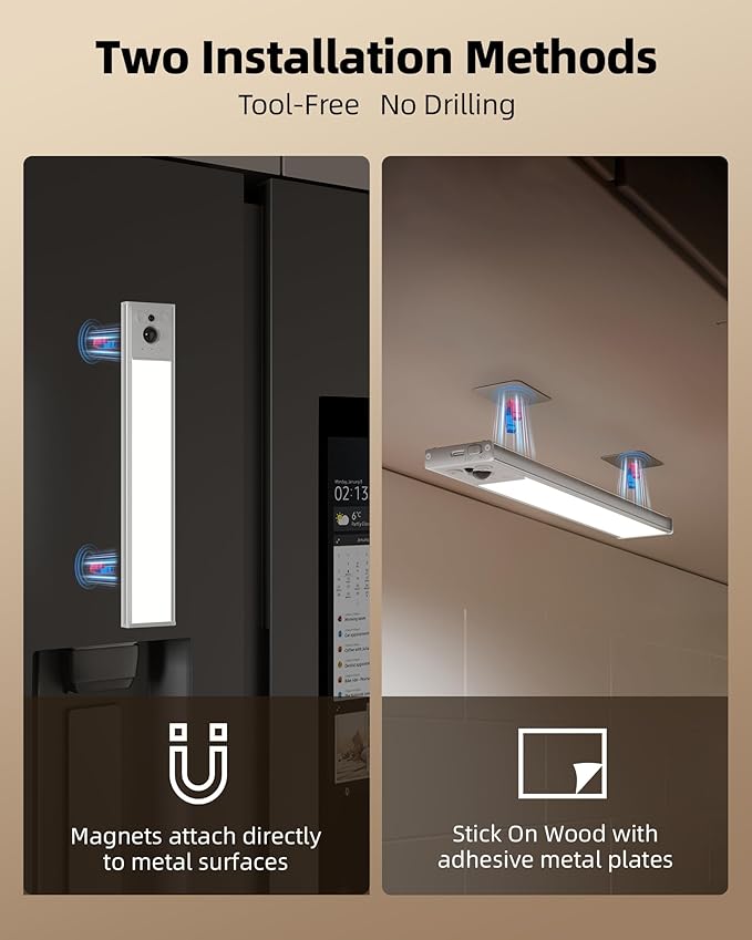 EZVALO 5 Pack Under Cabinet Lighting, 3200mAh Rechargeable Motion Sensor Light, 12inch Magnetic Closet Lights with Dimmable & 3 Color Temps, Wireless Motion Activated Lights with Remote for Kitchen