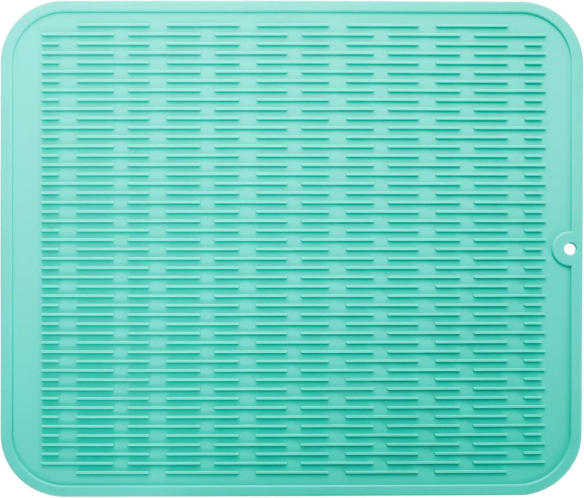 Silicone Dish Drying Mat for Multiple Usage,Easy clean,Eco-friendly,Heat-resistant Silicone Mat for Kitchen Counter or Sink,Refrigerator or Drawer Liner Mint 2XL 24 inches x 18 inches