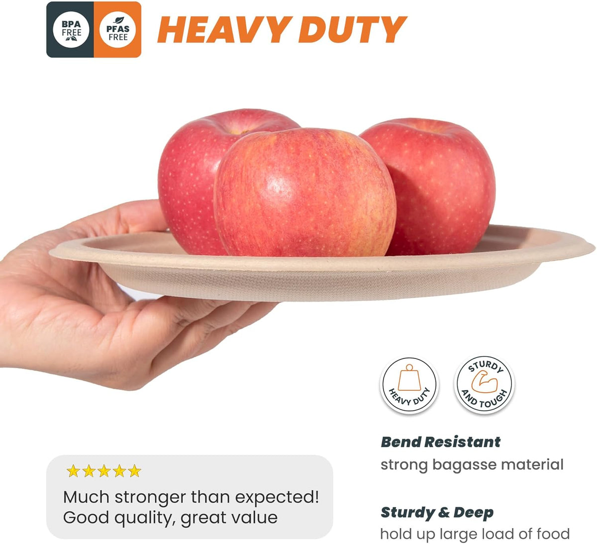 100% Compostable Paper Plates - 10 Inch, Bulk 300 Count - Disposable, Heavy Duty, Biodegradable Plates Made of Bagasse - Eco-Friendly, Large Size (Natural)