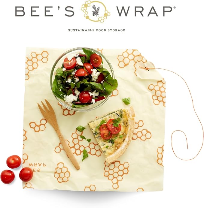 Bee's Wrap Beeswax Wraps for Food - Honeycomb Sandwich Wrap - Made in USA Reusable Bread Bags - Organic & Eco-Friendly Alternative to Aluminum Foil, Sandwich Bags & Plastic Wrap