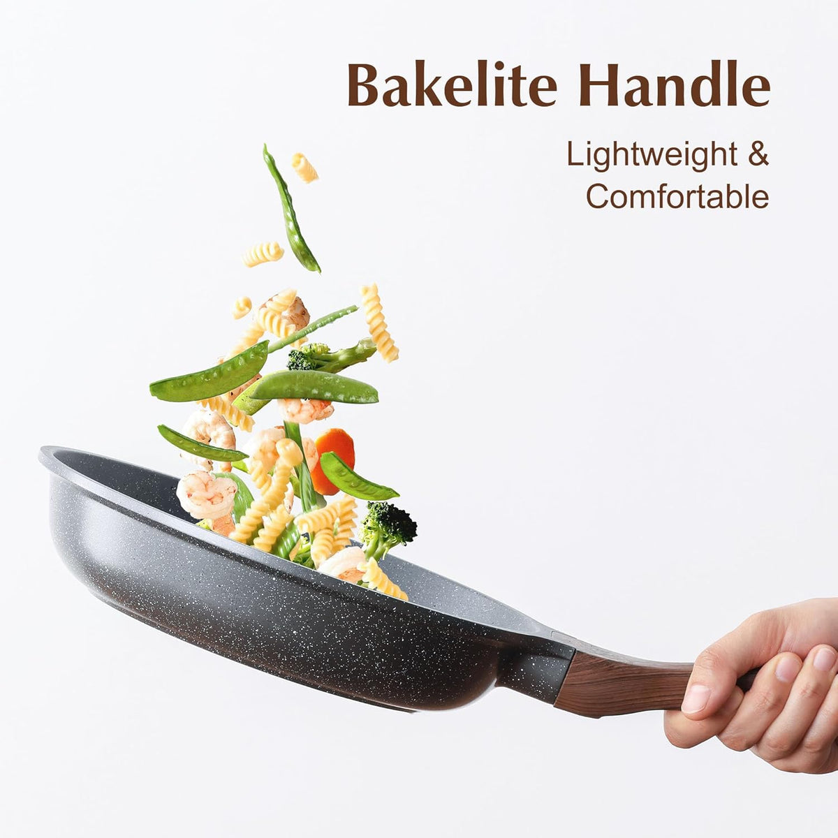SENSARTE 12.5 Inch Nonstick Frying Pan Skillet, Swiss Granite Coating Omelette Pan, Healthy Stone Cookware, PFOA Free