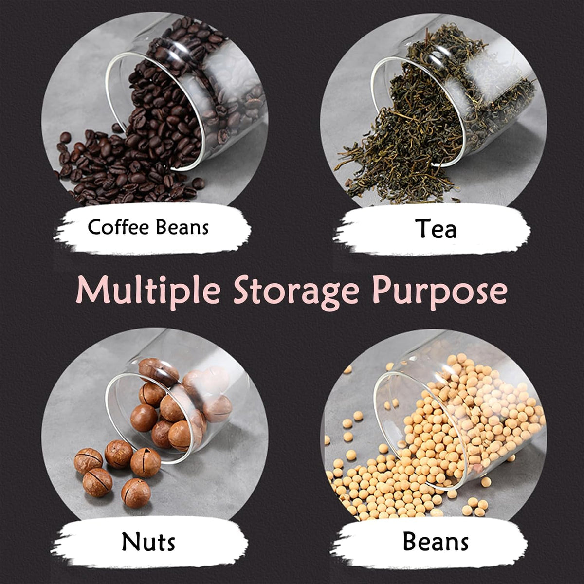 LOEZ Coffee Bean Storage Container Airtight, Lid Sealed with Press-Down Vacuum, Borosilicate Glass Coffee Canister, Food Storage, Coffee Bar for Ground Coffee, Tea, Beans, Spices (Extra Large - Gray)