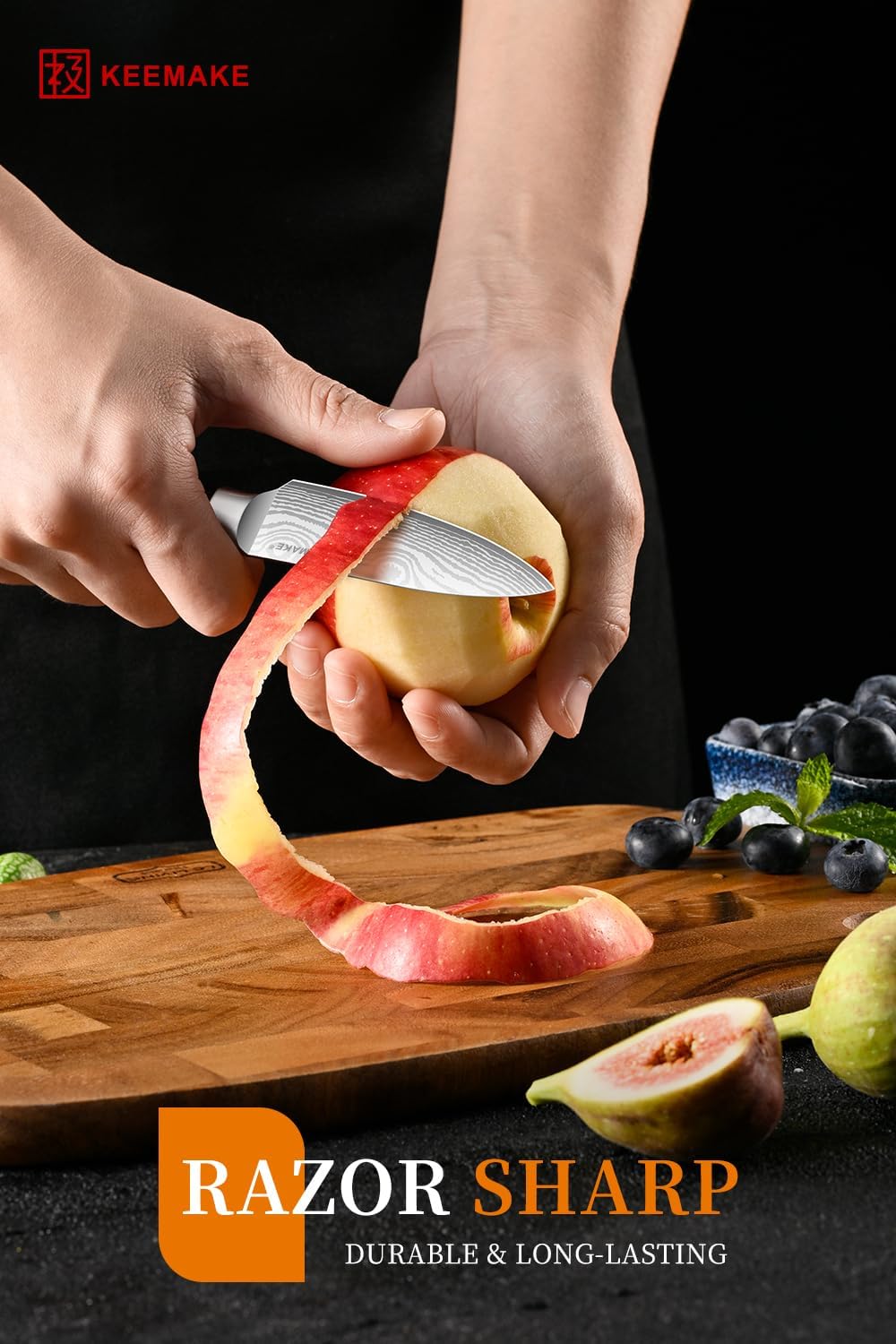 KEEMAKE 3.5 Inch Paring Knife - Ultra Sharp Fruit Knife High Carbon Stainless Steel Small Kitchen Knives for Peeling Slicing with Ergonomic Handle with Elegant Gift Box
