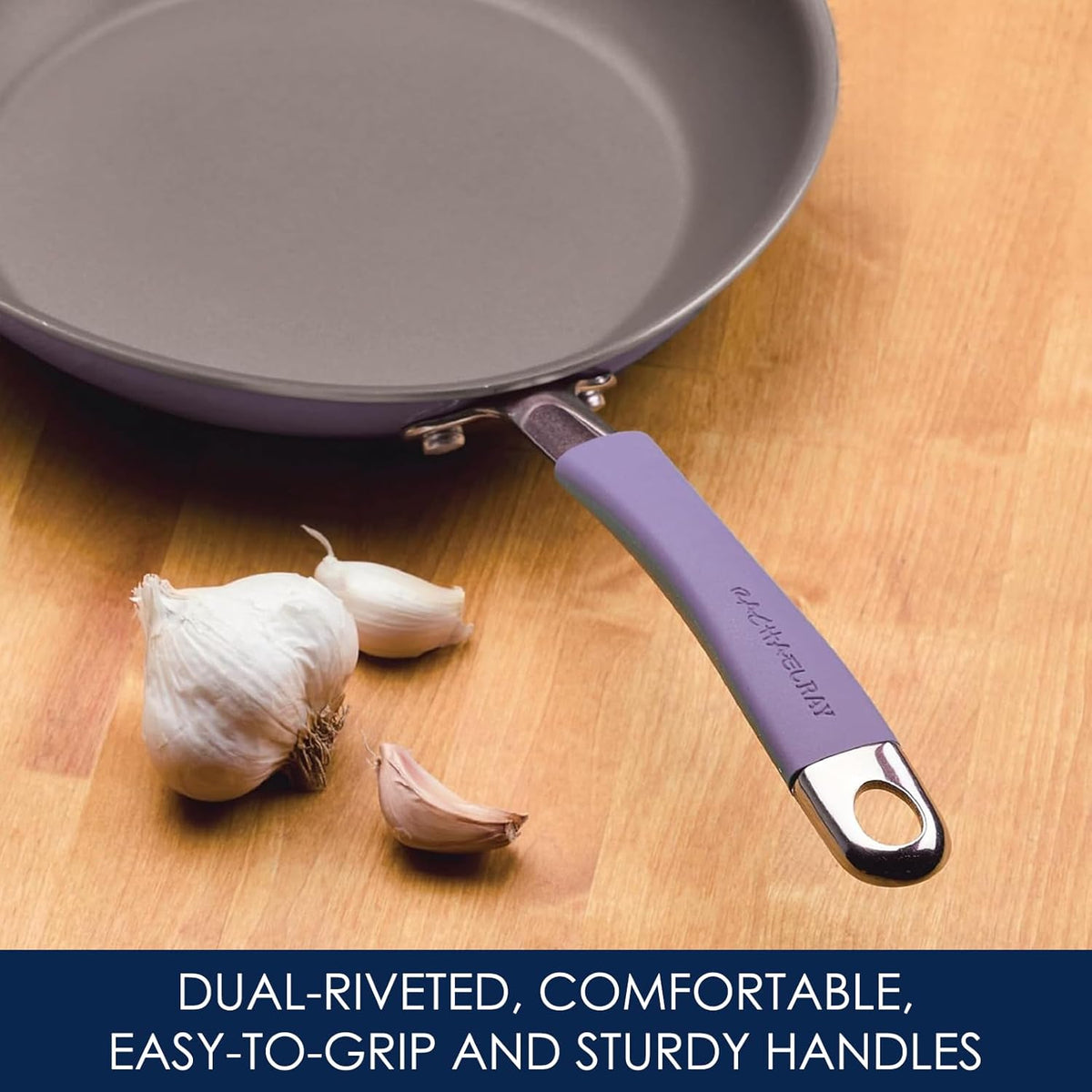 Rachael Ray Cucina Nonstick Cookware Pots and Pans Set, 12 Piece, Lavender Purple