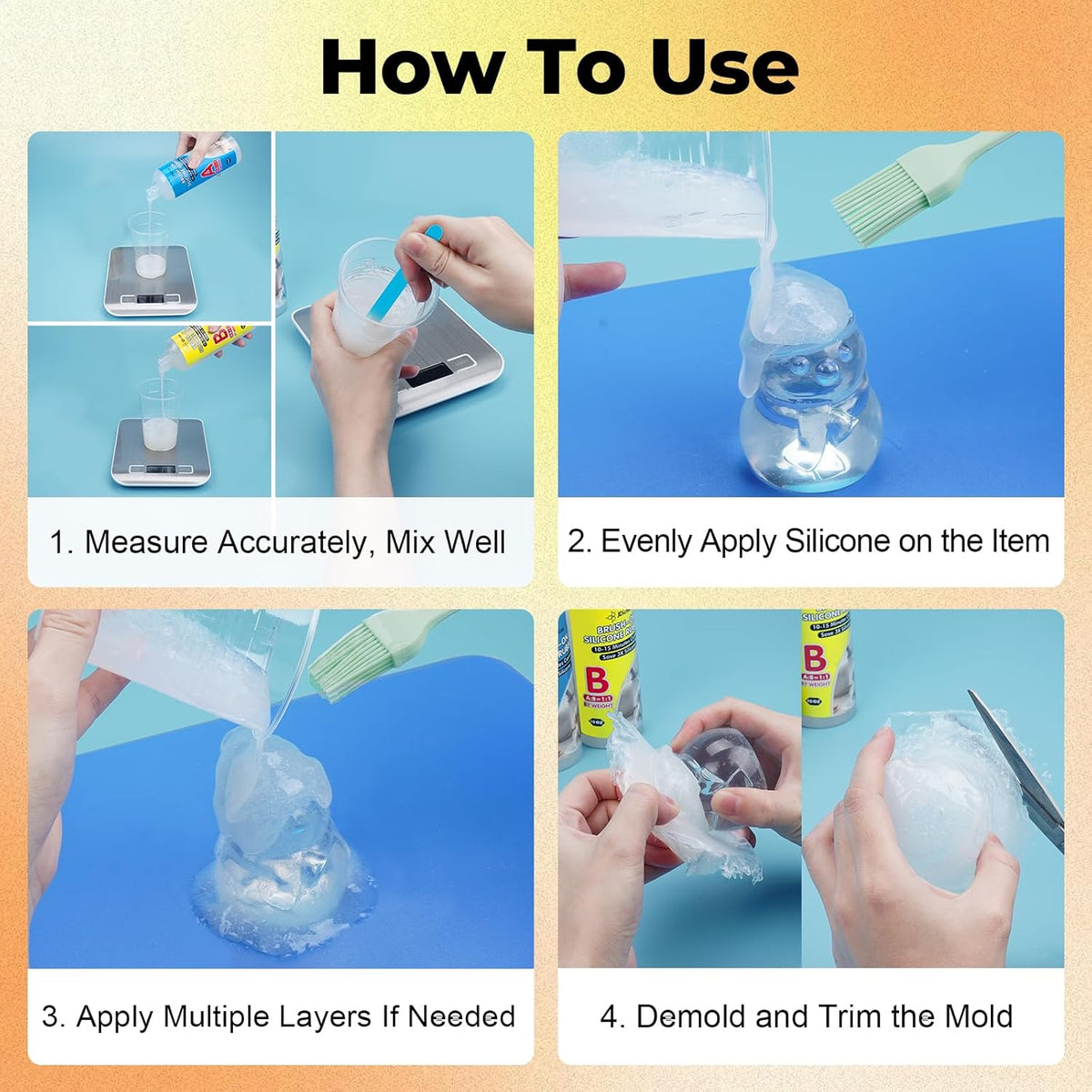 JDiction Brush-On Silicone Mold Making Kit, 10-15 Minutes Fast Cure Silicone Rubber, 20OZ Super Elastic Liquid Mold Making Silicone for Casting Resin Molds & Silicone Molds