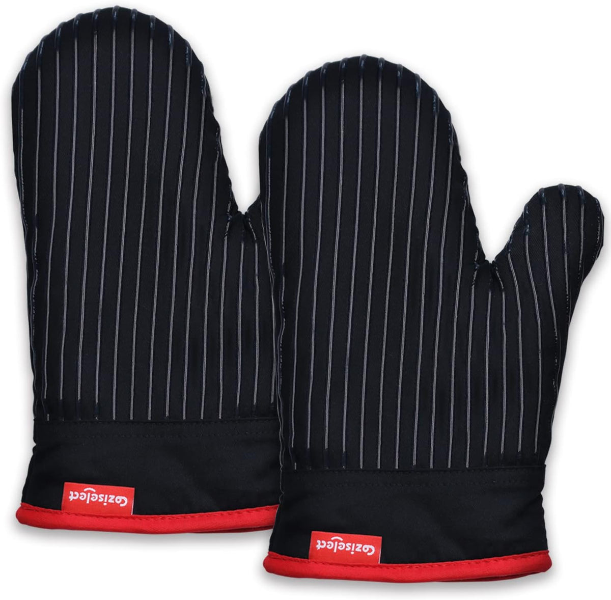 Oven Mitts Set, Oven Mitt Heat Resistant, Cotton Oven Mitts 500 Degrees, Oven Gloves for Kitchen Cooking Grill, Kitchen Mitts for Oven, Black Oven Mits Heavy Duty Thick