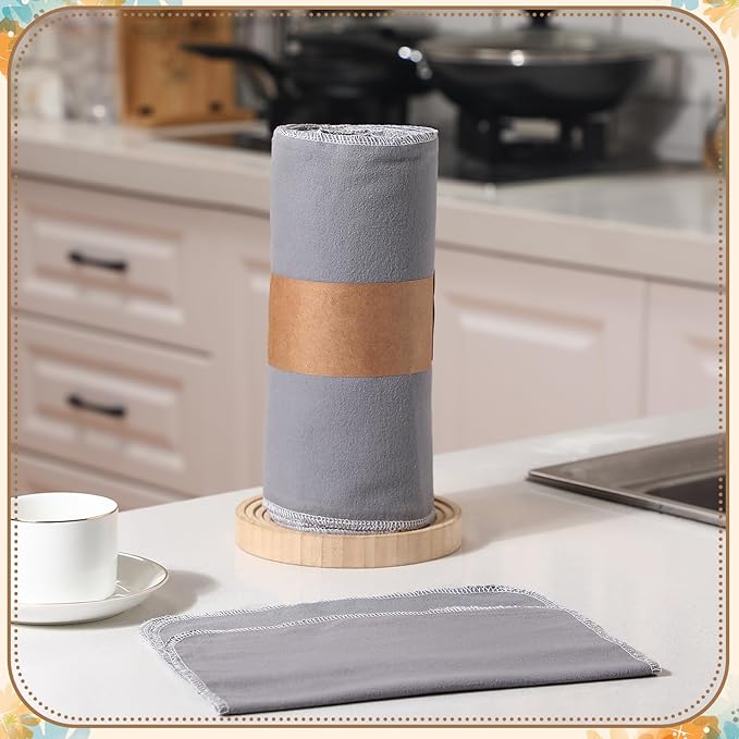 36 Count Reusable Cleaning Cloths Washable Cotton Kitchen Towels for Home(Simple Style,Gray)