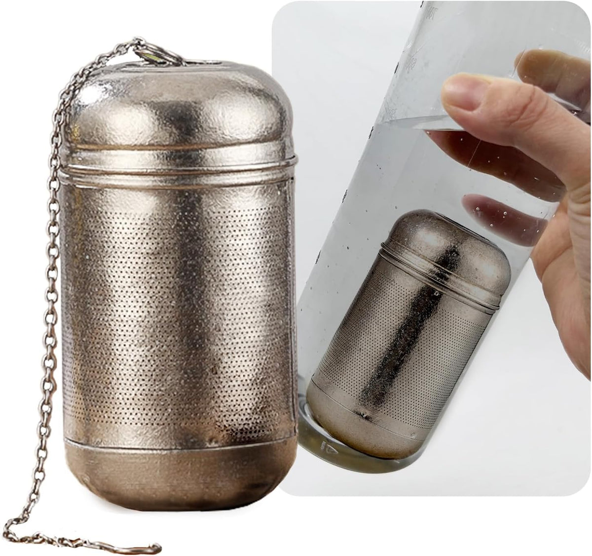 Titanium Tea Infuser for Loose Leaf & Fruit - Extra Fine Mesh Strainer Insert, Screw-Top Lid, Reusable Filter for Herbs, Lemon, Cucumber, Coffee & Spices