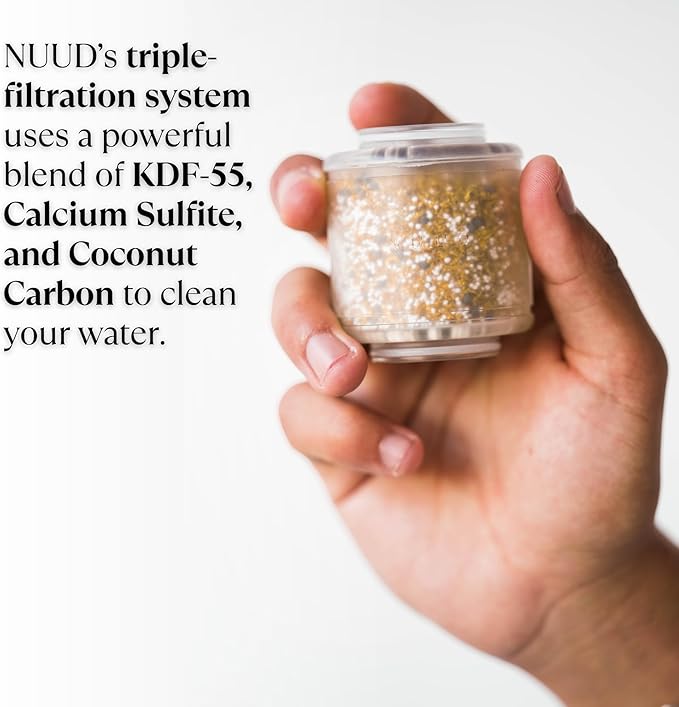 NUUD Filtered Shower Head - Removes Chlorine, Heavy Metals & Contaminants for Healthier Scalp Skin & Hair | Protects Colored Hair & Soothes Dry Skin - High Pressure Shower Head Filter - Brushed Nickel