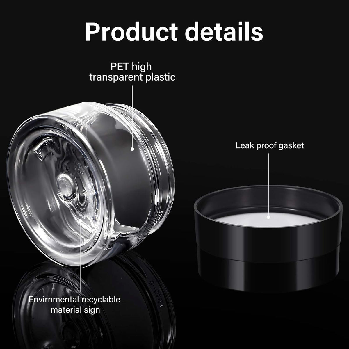 Patelai 4 Pieces Round Wide-mouth Leak Proof Plastic Container Jars with Lids for Travel Storage Makeup Beauty Products Face Creams Oils Salves Ointments DIY Making(1 Ounce,Black)