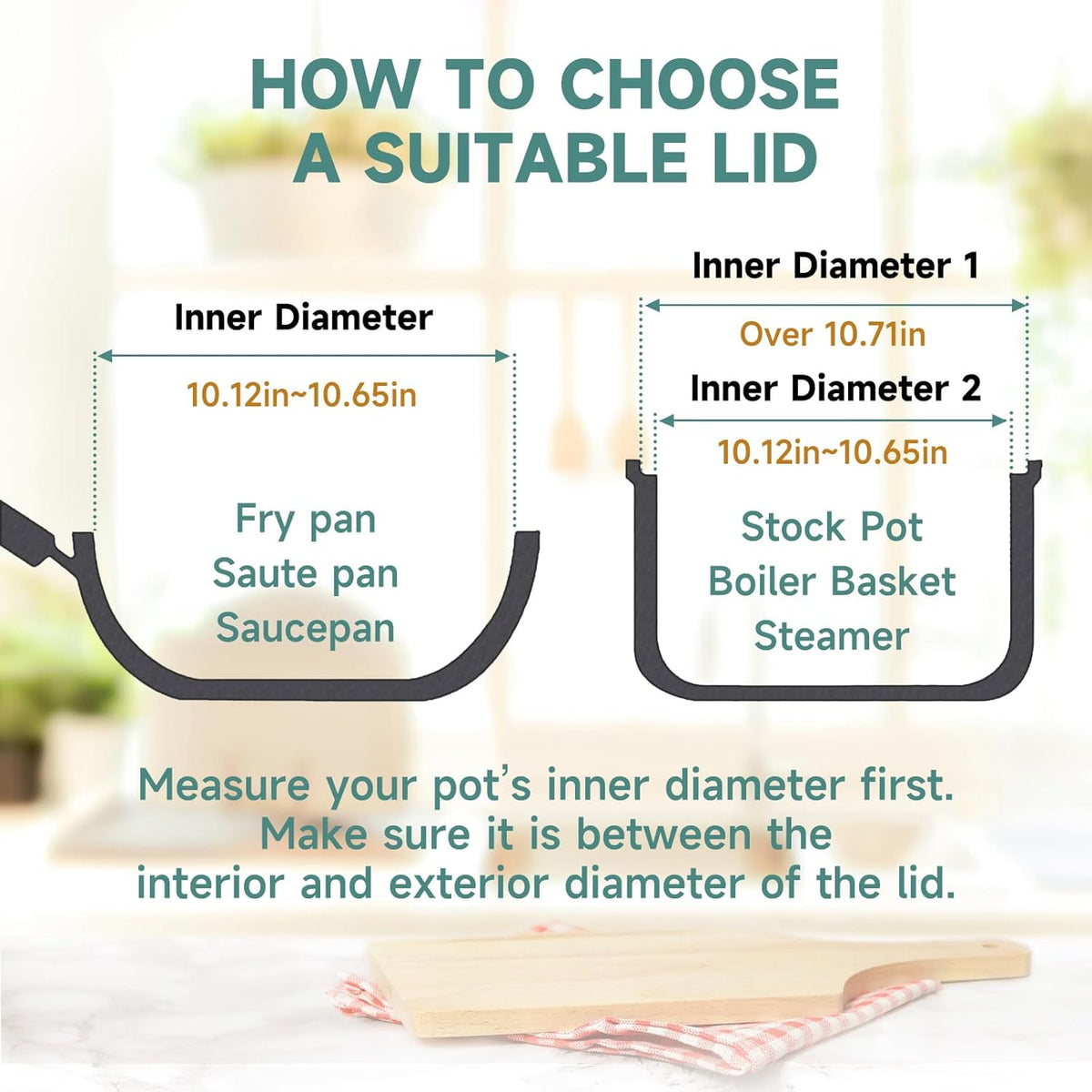 10.25 In Glass Lid for Frying Pan, Tempered Replacement Cover for All 10.25 inches Cookware for Skillets, Round Cast Iron, Cast Aluminium, Stainless Steel Pans &Pots