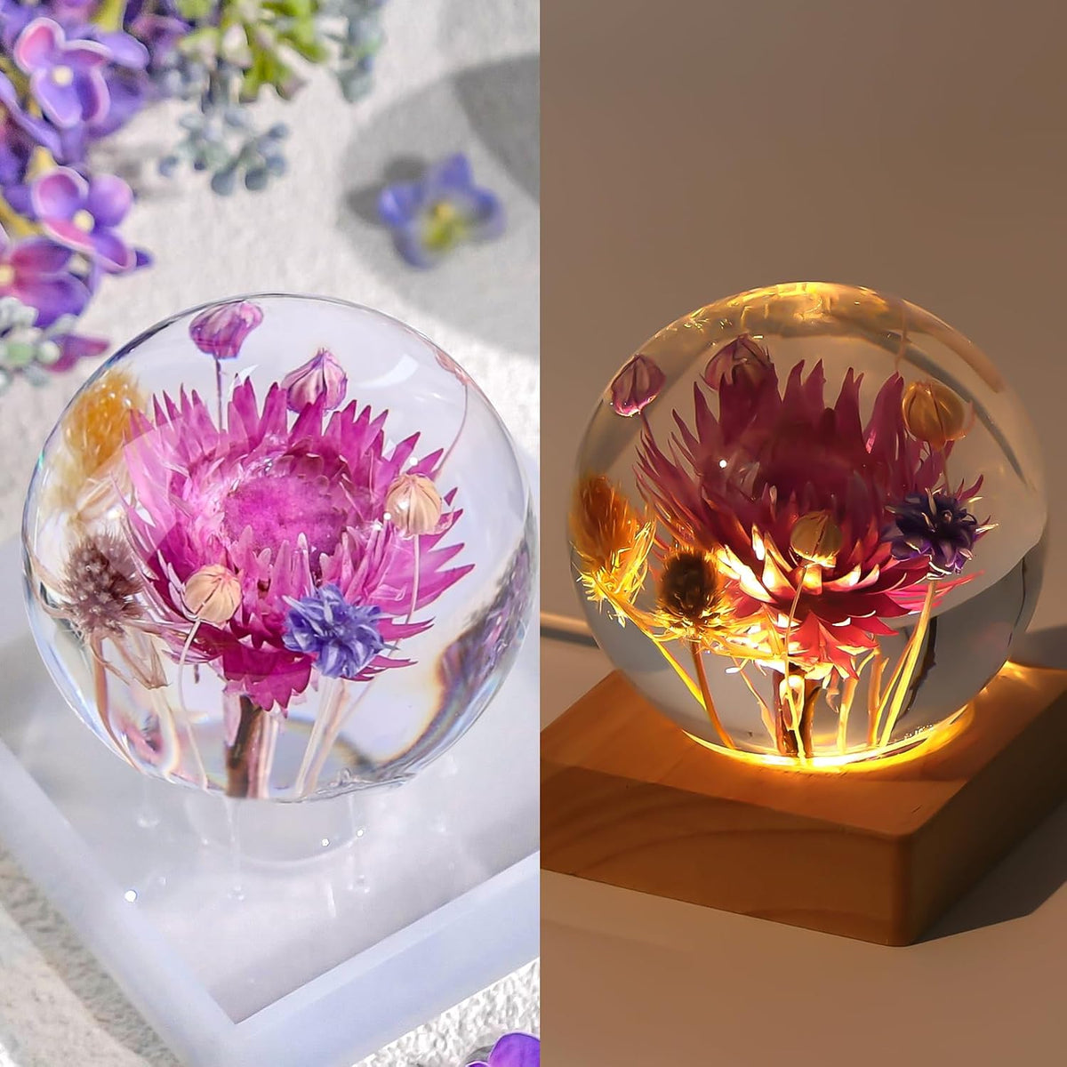 LET'S RESIN 9 Pcs Sphere Silicone Molds for Resin, Upgraded Seamless 3D Sphere Resin Molds Silicone,Large Round Ball Epoxy Resin Molds for Flowers Preservation,Resin Casting, Soap, Candle