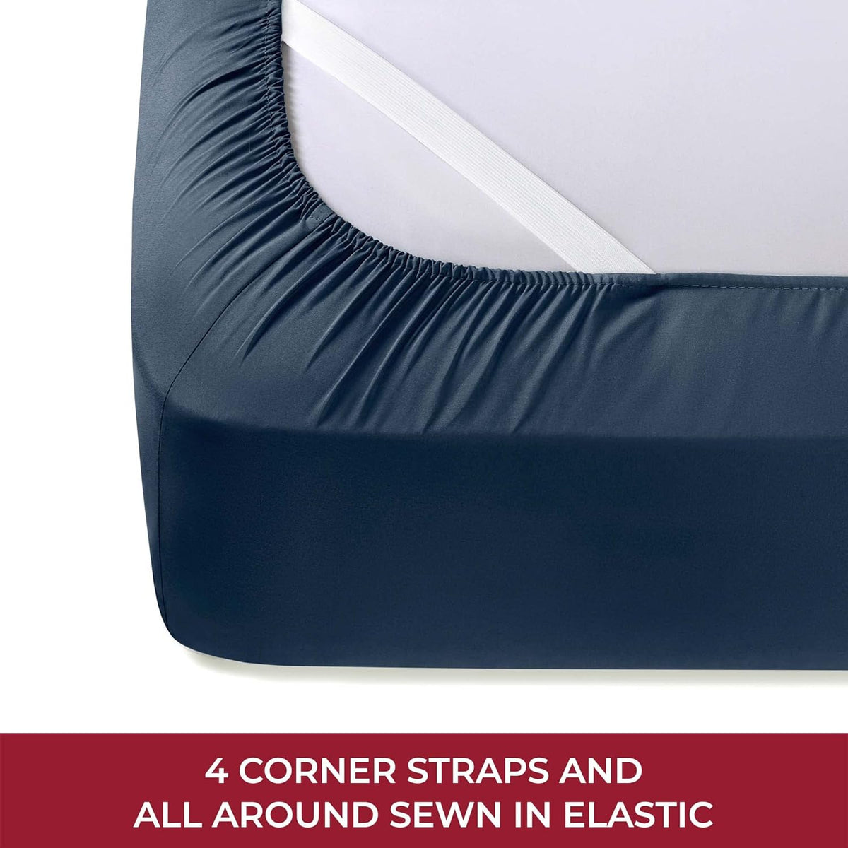 Mellanni RV Short Queen Sheets - 4 PC Iconic Collection Bedding - Hotel Luxury, Extra Soft, Cooling Bed Sheets - Deep Pocket up to 10 inch (RV/Short Queen, Navy Blue)